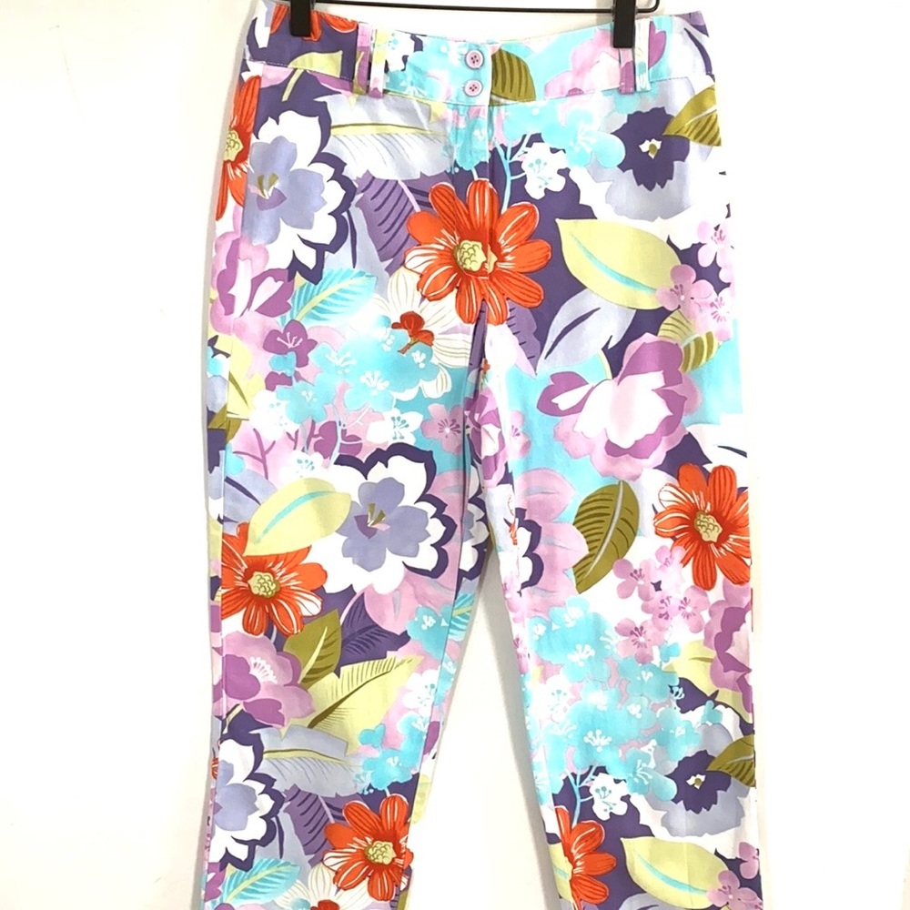 Talbots Floral Multicolor Stretchy Patterned Pants